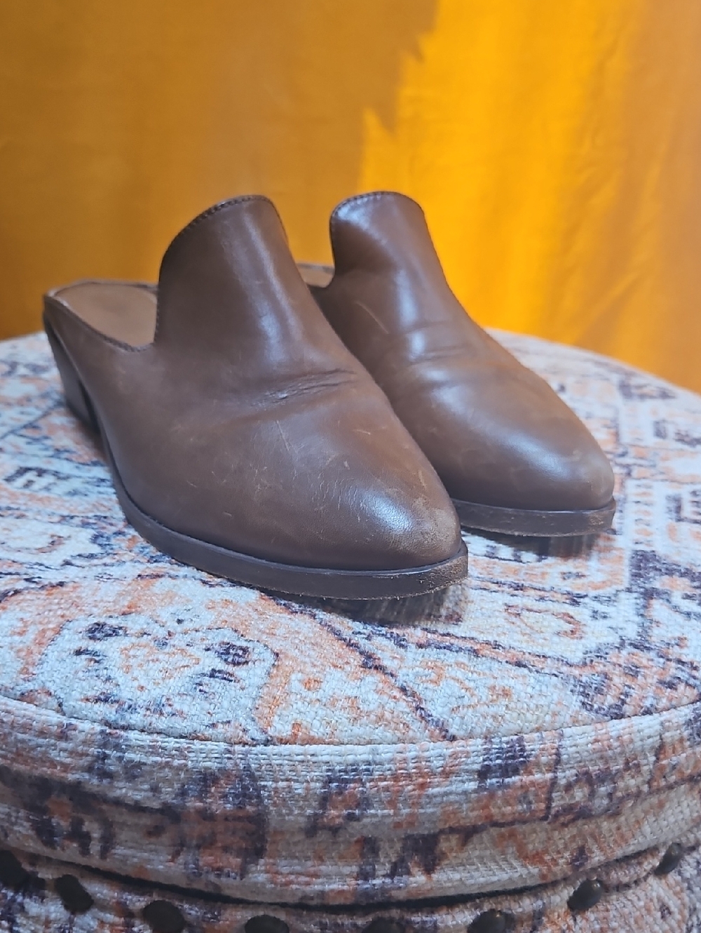 Frye Brown Leather Slip-On Mules